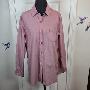 Weatherproof Vintage Red Micro-Gingham Cotton Button Down